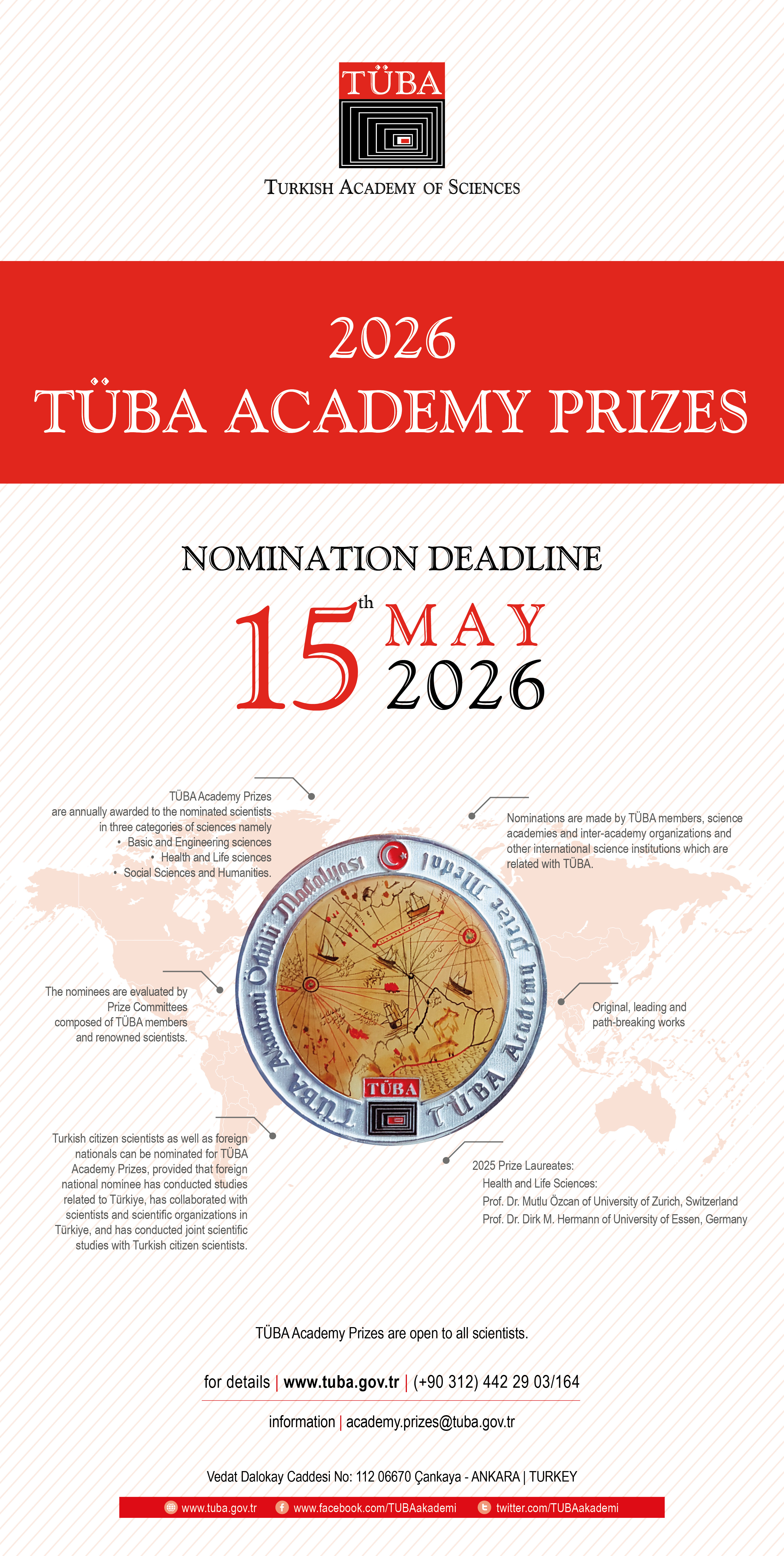 Call for Nominations: 2026 TÜBA International Academy Prizes