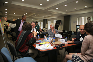 Workshop participants discuss how academies can contribute to the SDGs at the individual member, institutional, national, regional, and global levels.