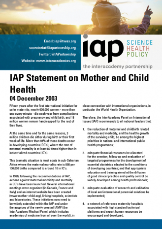 IAP Statement on Mother and Child Health Cover