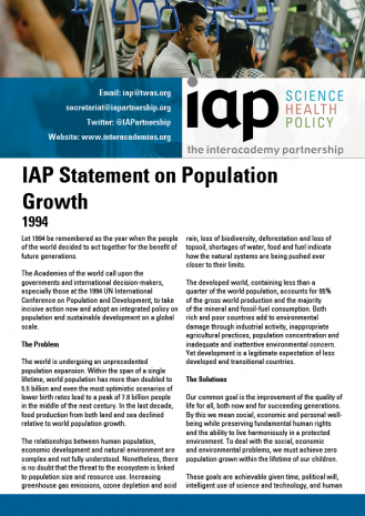 IAP Statement on Population Growth cover