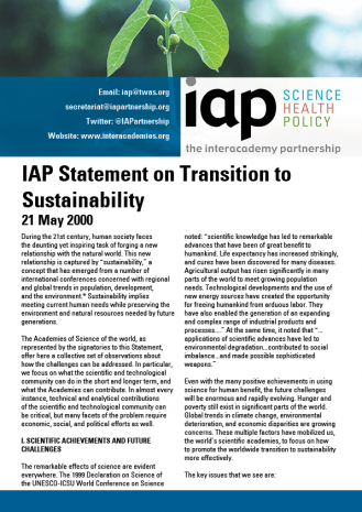 IAP Statement on Transition to Sustainability Cover