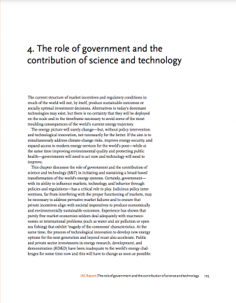 The role of government and the contribution of science and technology