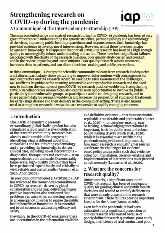 Strengthening research on COVID-19 during the pandemic