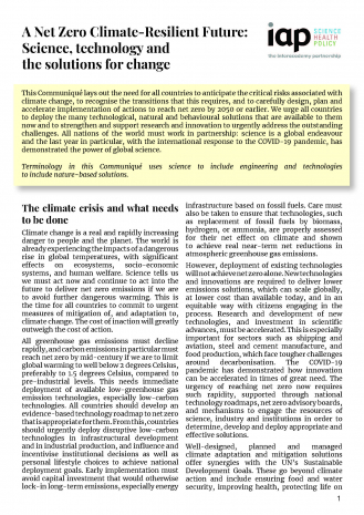 Cover of A Net Zero Climate-Resilient Future: Science, technology and the solutions for change