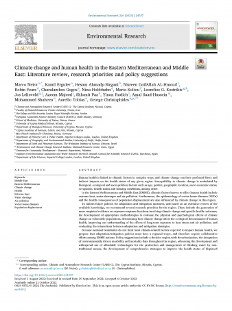 Climate change and human health in the Eastern Mediterranean and Middle East: cover