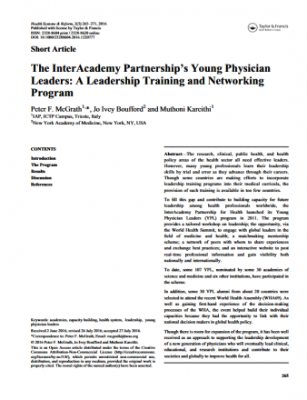 The InterAcademy Partnership's Young Physician Leaders: A Leadership Training and Networking Program