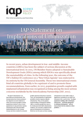 IAP Statement on Implications of Urbanization in Low- and Middle- Income Countries