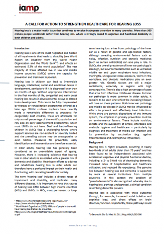 A Call for Action to Strengthen Healthcare for Hearing Loss 