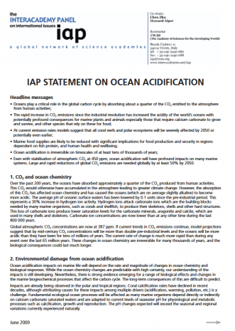 IAP Statement on Ocean Acidification