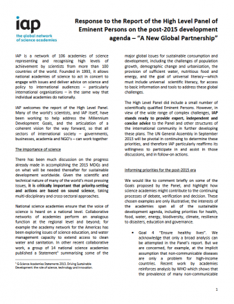 IAP Statement: Response to the Report of the High Level Panel of Eminent Persons on the post-2015 development agenda
