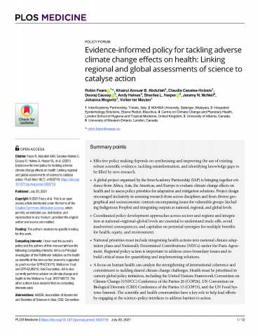 PLOS Medicine Climate Change and Health IAP article