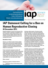 IAP Statement Calling for a Ban on Human Reproductive Cloning Cover