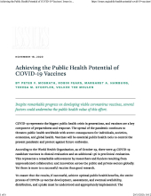 Achieving the Public Health Potential of COVID-19 Vaccines
