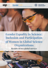 Cover of Gender Equality in Science: Inclusion and Participation of Women in Global Science Organizations. Results of two global surveys